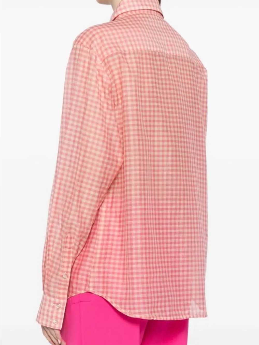Cynthia Rowley Pink Cotton/Silk Gingham Button-Front Women’s Shirt - Picture 2 of 5